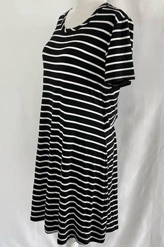 Market & Spruce New  Cut Out Back Striped T-Shirt Dress Black White Size Large