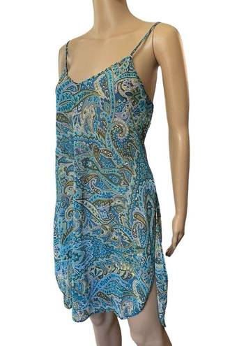 Petra Fashions  Vintage 90s Green Earthy Hippie Boho Eclectic Paisley Slip Dress