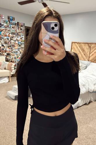 Sky And Sparrow Cinched Long Sleeve Crop Top