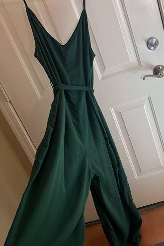 SheIn Solid green belted Cami jumpsuit