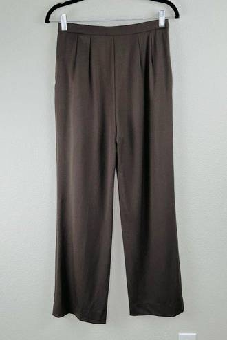 Lafayette 148  New York Brown Wool Wide Leg High Waisted Pants Size 6 28" Waist