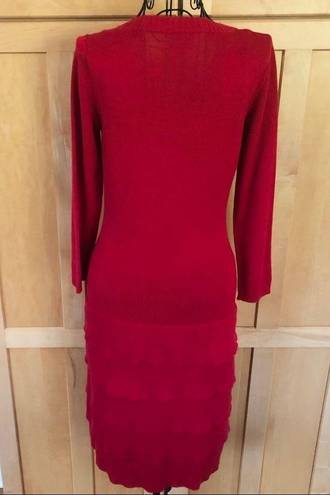 Marvin Richards  Faux Wool Red Ruffle Sweater Dress