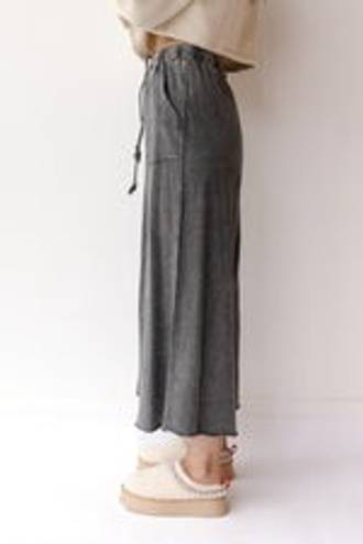 washed terry knit wide leg pants