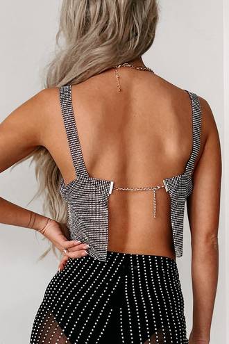 Revolve Rhinestone Chain Crop Top