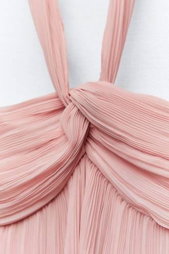 ZARA Pink Pleated Knot Top