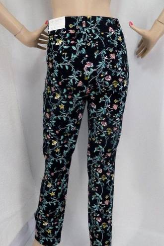 The Loft "" BLACK FLORAL MODERN SKINNY ANKLE CAREER CASUAL TROUSERS PANTS SZE: 14 NWT