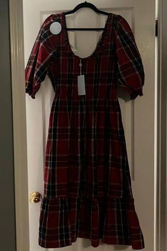 Hill House New  louisa nap dress red tartan cotton