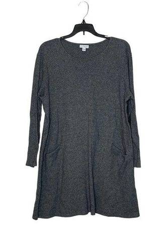 J.Jill  PureJill Shirt Dress Size Medium Gray Heather 100% Cotton Pockets Womens