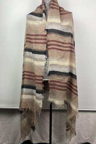 BP . Neutral Multicolored Striped Rectangular Wrap Scarf