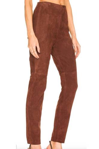 L'Academie  Brown Suede Leather Pants Size SMALL Tapered Designer Revolve NEW