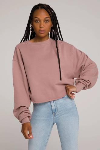 Good American Cropped Sweatshirt In Pink Dusk