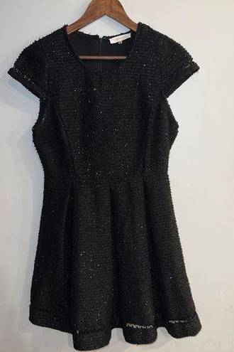 Sugar Lips  Women’s Black Sequin Tweed Cap Sleeve Fit & Flare Dress Size S