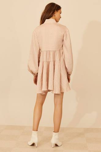 C/MEO COLLECTIVE Through You Pink Balloon Sleeve Flare Mini Dress- Size Medium