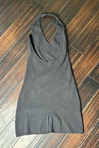 Los Angeles Apparel Heavy ribbed knit halter dress  casual basic coastal