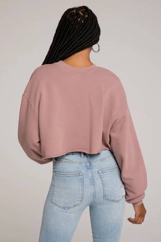 Good American Cropped Sweatshirt In Pink Dusk