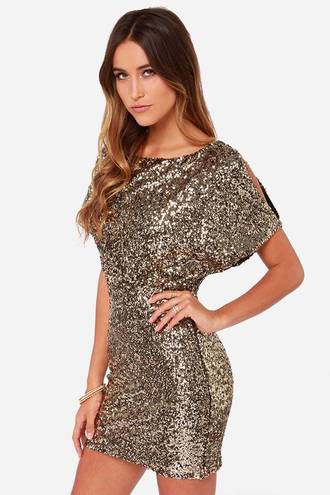 Lulus Gold Sequin Dress