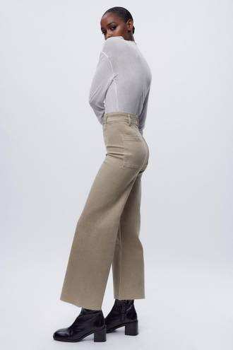 ZARA Marine Straight High Rise Jeans in Sand/Brown