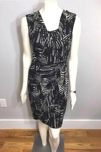 Tiana B Black & Cream Wrap Dress  w/ Studs NWOT