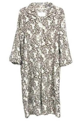 Oscar de la Renta  Leopard Print Fuzzy Fleece Full Zip Robe L/XL