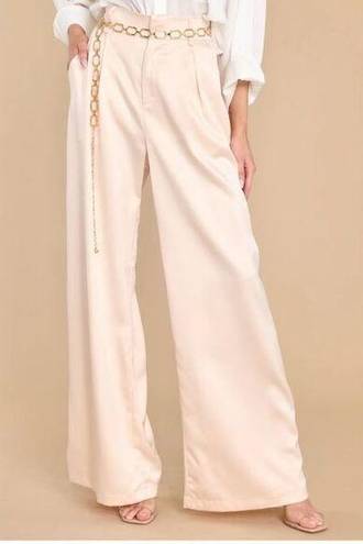 Aura Red Dress  Pretty And Polished Satin Wide Leg Pants Champagne Cream M NWT