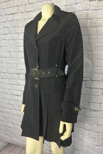 Croft & Barrow Kenneth Cole black trench coat with gold buttons and belt size medium