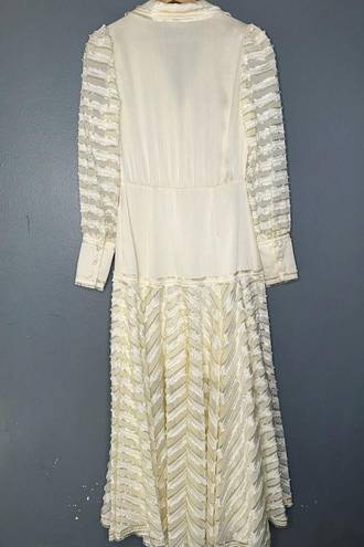 Alexis  Juliska Sheer-Paneled Maxi Blazer Dress/Gown NWT White/Ivory Size Small