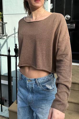 Brandy Melville Cropped Brown Sweater