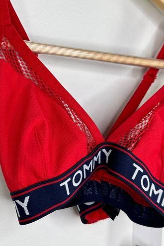 Tommy Hilfiger  Red Mesh Trim Triangle Bralette Bra Women's Size X-Small XS NWT