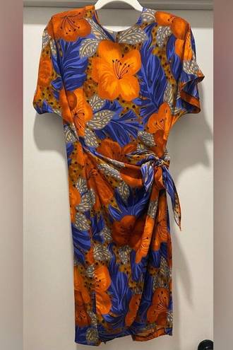 Jacqueline Ferrar VTG 80s 90s  Colorful Tropical Hawaiian Floral Wrap Dress - 14P