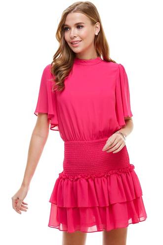 TCEC | Butterfly Sleeve Dress | Magenta | S | CD01775 | Sample Sale