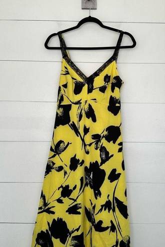 Jason Wu  Women’s 4 Yellow Black Floral Midi Dress