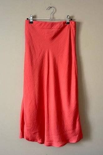 A New Day  | Coral Satin Midi Slip Skirt Sz XS