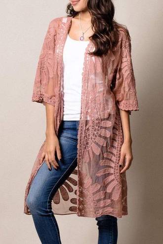 JODIFL Blush Pink Lace Mandala Kimono Wrap