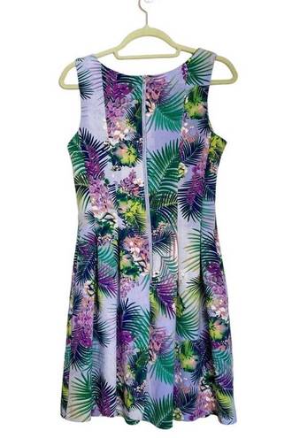 Julian Taylor  Purple Floral Midi Scuba Dress Sz 6