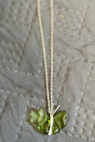 Emerald Butterfly Necklace Green