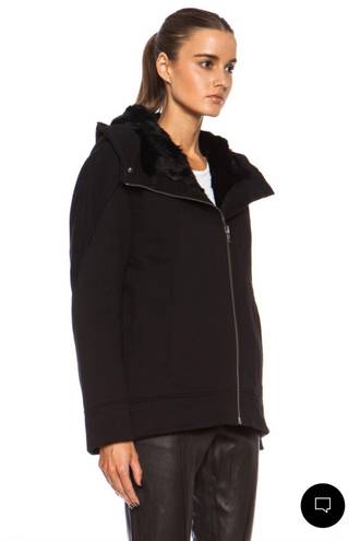 Helmut Lang Magna women’s rabbit fur-trim Tech winter hooded jacket size P