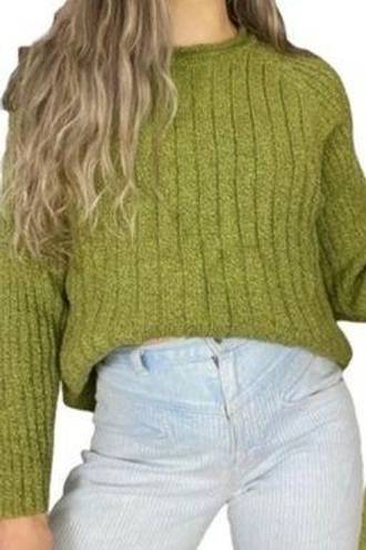 Lee Vintage  sweater green ribbed knit 1990s oversized sweater crewneck Small