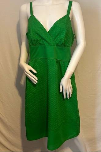 a.n.a  A New Approach Fit & Flare Dress Womens Size 12 Green 100% Cotton Side Zip