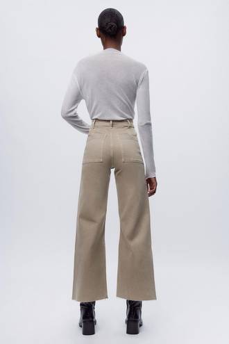 ZARA Marine Straight High Rise Jeans in Sand/Brown