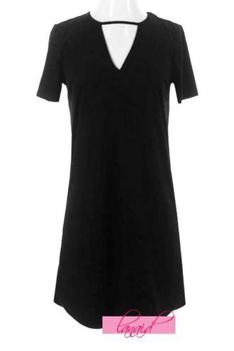 Z Supply The Suede Cut-Out Dress Black V-Neck Strappy Felt Cutout Edgy Mini XS