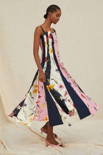 Oscar de la Renta  Mixed Floral Print Poplin Sleeveless Midi Dress NWT Size 6