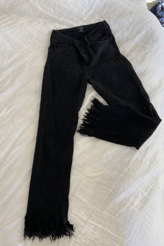 Just Black Denim Black Fringe Ankle Jeans