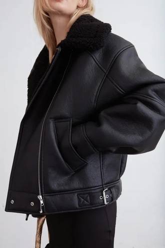 Oak + Fort  Leather Shearling Jacket 