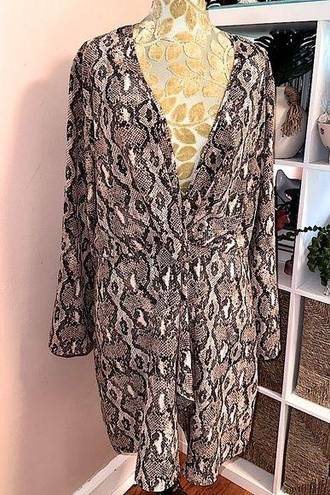 Pretty Little Thing Snake Print Plunge Neck Draped Dress