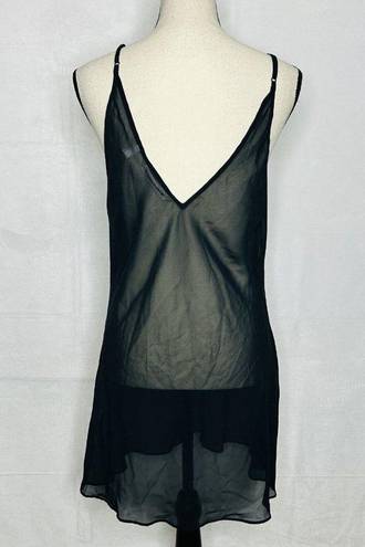 Victoria's Secret Victoria’s Secret Vintage Black Gown Negligée Chemise Sheer Sexy Sz L Adjustable