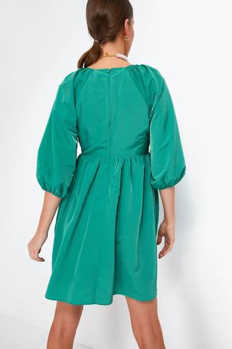 Tuckernuck  Hyacinth House Emerald Green XS Ruched V-Neck Genevieve Mini Dress