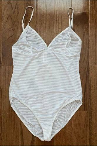 American Apparel Lingerie by  mesh striped white body suit