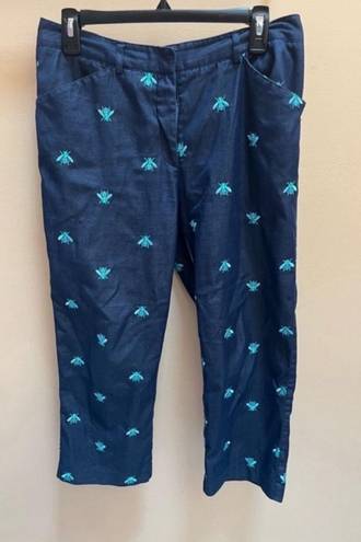 Lilly Pulitzer vintage blue cropped bee pants