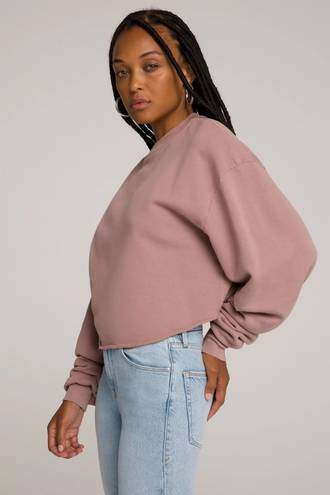 Good American Cropped Sweatshirt In Pink Dusk