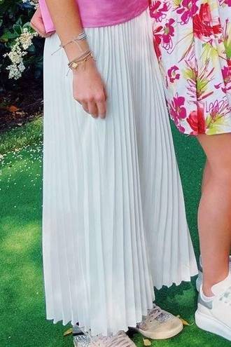 white pleated maxi skirt